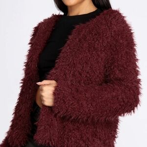 love, Fire Burgundy Teddy Jacket